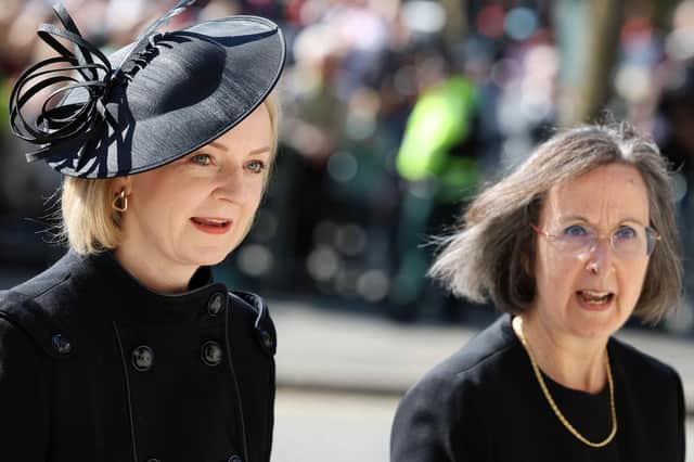Prime Minister Liz Truss attends a Service of Reflection for Queen Elizabeth II at St Anne's Cathedral in Belfast.