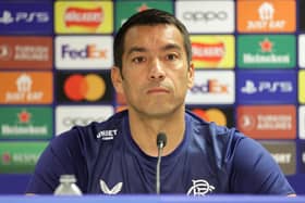 Rangers manager Giovanni van Bronckhorst during a press conference at Ibrox Stadium