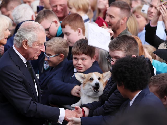 Crowds come out to welcome King Charles