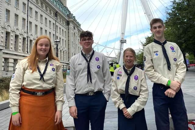 NI Scouts in London (l-r) Kayleigh Finlay (Strangford),  Adam McCambridge (Belfast), Eve Barrett (Cookstown) and Nathan Quee (Bangor)