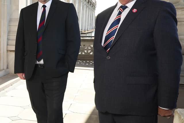 Doug Beattie (Ulster Unionist Party) and Jim Allister (Traditional Unionist Voice) pictured at Parliament Buildings, Stormont. 

Photo by Kelvin Boyes / Press Eye.