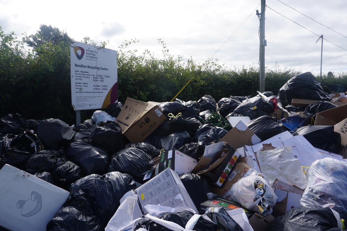 Watch: Huge trail of rubbish dumped outside council site as bin strike goes on