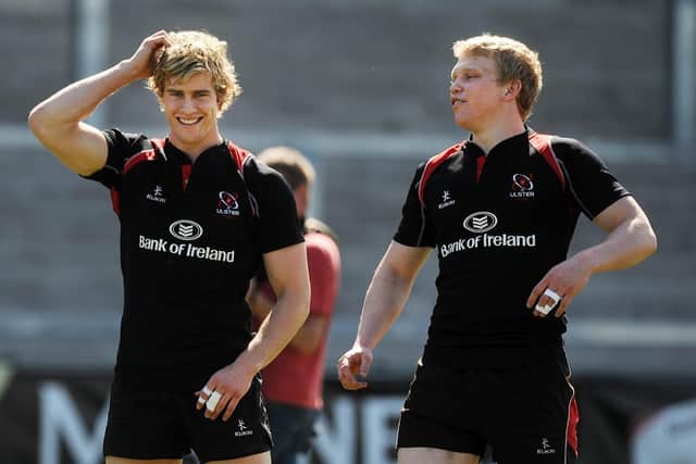 Andrew Trimble and Nevin Spence pictured at Kingspan during a captain’s run training session back in 2011. Picture Charles McQuillan/Pacemaker.