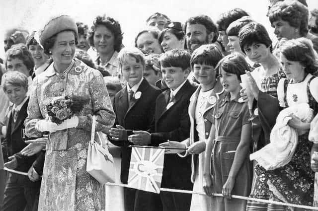 The Queen meets children in Coleraine during her 1977 jubilee visit to Northern Ireland