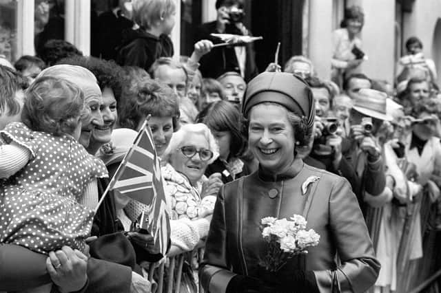 Queen Elizabeth II on a walkabout in St Helier, during her visit to the island of Jersey, Channel Islands.
