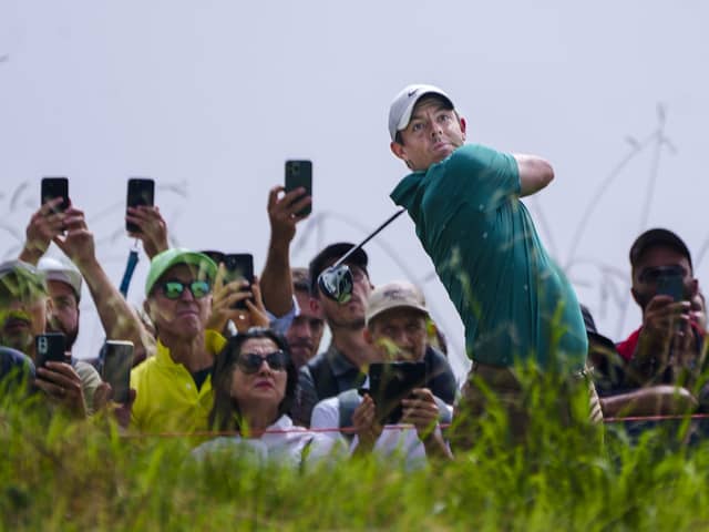 Northern Ireland's Rory McIlroy hits a tee shot during the Italian Open. Pic by PA.