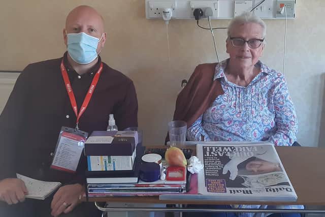 News Letter reporter Graeme Cousins watched the funeral service with Sheila Cummings, a former UDR member who resides in the Somme Nursing Home