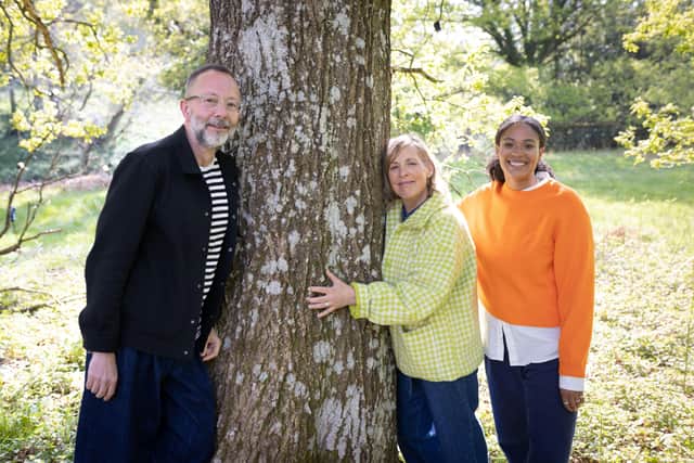 Judge Tom Dyckhoff, host Mel Giedroyc and judge Sophie Sellu