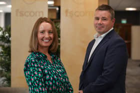 New HR director at fscom Jill Michael pictured with managing director Jamie Cooke