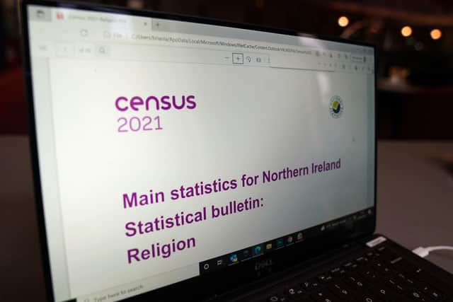 A laptop displays the religion section of the NI Census 2021 figures which have been published