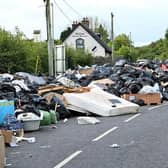 Overflowing rubbish at a recycling centre in Portadown