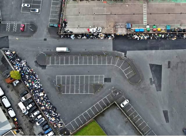 The level of dumping outside the Fairgreen Craigavon Amenity Site in Portadown has been shown via drone footage taken by local man Paul Cranston of Blackbox Aerial Photography.