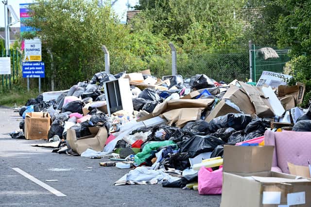 16th September 2022
Fly tipping outside Newline recycling centre in Portadown after council workers have gone on strike

 Mandatory Credit  Stephen Hamilton/Presseye