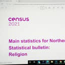 A laptop displays the religion section of the NI Census 2021 figures