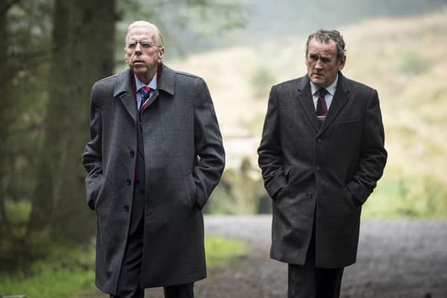 Timothy Spall and Colm Meaney as Ian Paisley and Martin McGuinness in The Journey