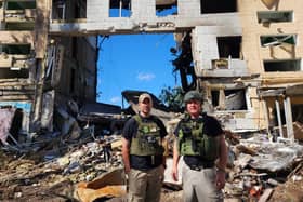 Global Augmentation Group volunteers pictured in Ukraine during humanitarian efforts near the front lines of the ongoing war