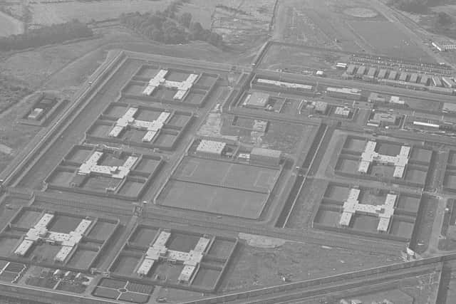 Aerial view of the Maze prison's H-blocks. Pacemaker Press Intl.