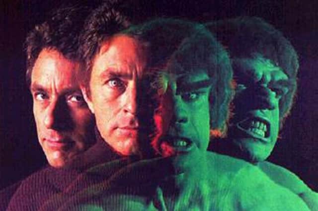Dr David Banner morphing into the Incredible Hulk
