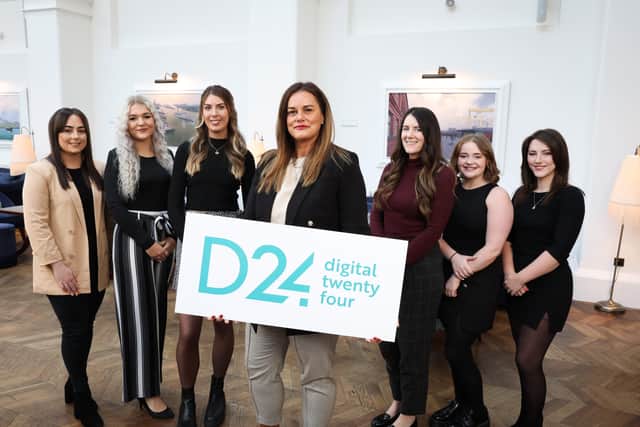 Managing director of Digital 24, Niamh Taylor is joined by team members Megan Coyle, Cara Jackson, Darragh Bennett, Donna Barton, Laura McCourt and Meghan Semple as the multi-award winning digital marketing agency unveils a new visual identity to celebrate seven years in business