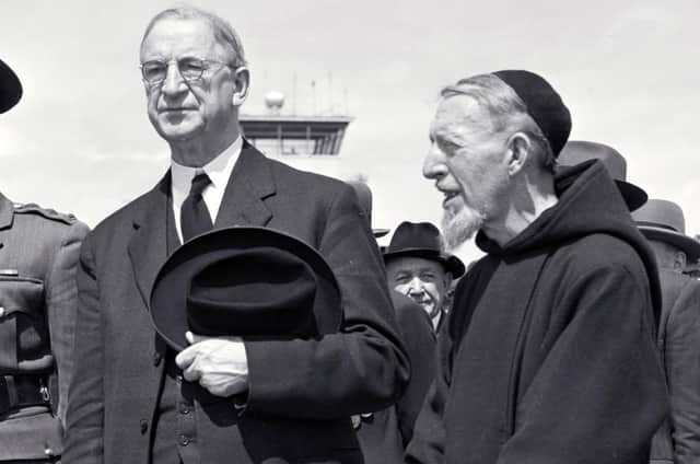 President Eamon de Valera with a priest at Shannon airport in the 1960s