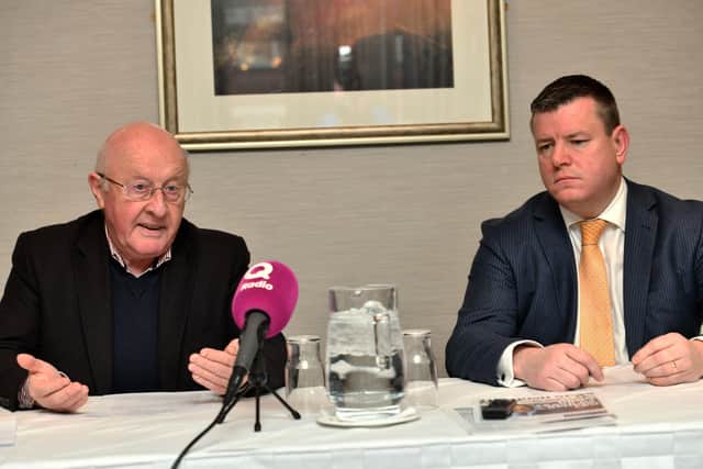 Ireland's Future Spokesperson Niall Murphy and Brian Feeney during the launch of the group in Belfast in 2019. Photo: Pacemaker.
