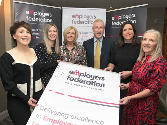 Kathryn O’Lone, senior employment lawyer, Karen Moore, senior employment lawyer, Lorraine Toolan, head of training services, John Gibson, office manager, Sara Plower, employment lawyer and Michelle McGinley, head of legal and policy