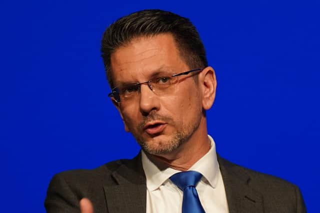 Steve Baker, Minister of State at the Northern Ireland Office, speaking at the Conservative Party conference in Birmingham on Sunday where he said ministers needed to act with 'humility' to restore relationships with the Republic and the EU
Photo: Jacob King/PA Wire