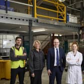 A Belfast company that received a £1.72m grant from the UK Government to develop a permanent magnet recycling plant has recorded record growth in just under a year. Pictured from Ionic Technologies are Fergal Coleman, head of technology, Tracy Baker, finance manager, Thomas Kelly, general manager, Daryl Hinchcliffe, chemist and Andrew Holmes, general manager sales/sourcing