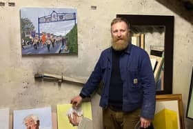 Brian John Spencer with one of his paintings for Saintfield District LOL No. 5