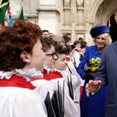 King Charles III meets with choristers following the annual Commonwealth Day Service at Westminster Abbey in London