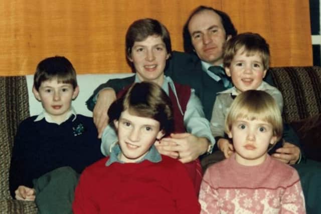 The last Christmas together of the Moffitt family in 1982 before the IRA murdered their father, Malvern. Back row, (L-R): Darryl, mother and father Iris and Malvern and Dean. Front row (L-R): Twyla and Diane.