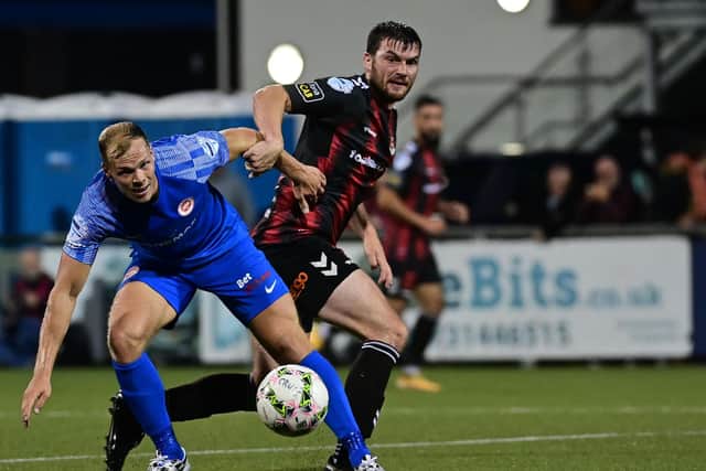 Leroy Millar (left) of Larne and Crusaders midfielder Philip Lowry have been nominated for the Dream Spanish Homes Player of the Year award alongside Matthew Shevlin of Coleraine.