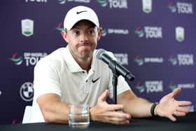 Rory McIlroy at the press conference for the DP World Tour Championship - Rolex Pro-AM ahesd of the event on the Earth Course at Jumeirah Golf Estates on November 15, 2022 in Dubai, United Arab Emirates. (Photo by Luke Walker/Getty Images)