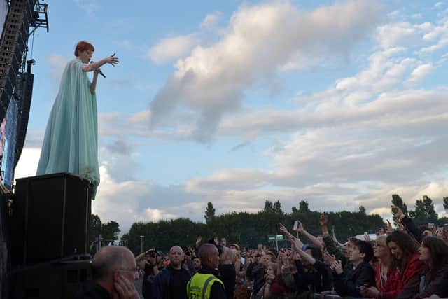 Florence and the Machine perform to a packed audience during Tennants Vital at Boucher Road playing fields in 2012. Photo: Charles McQuillan/Pacemaker.