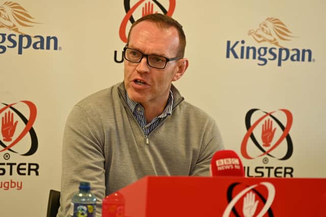 Ulster Rugby CEO Jonny Petrie in conversation yesterday with the press. (Photo by Arthur Allison/Pacemaker Press)