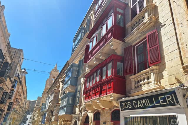 Buildings in Malta with the iconic wooden balconies