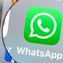 The logo of the mobile messaging software Whatsapp displayed on a tablet