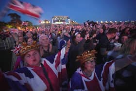 The crowd at the Coronation Concert held in the grounds of Windsor Castle, Berkshire, to celebrate the coronation of King Charles III and Queen Camilla yesterday.