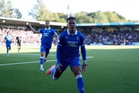 Rangers' Max Aarons celebrates after scoring his sides second goal during the William Hill Premiership match at The Home of the Set Fare Arena, Livingston. (Photo by Andrew Milligan/PA Wire)