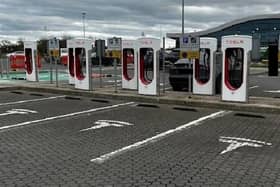 The Tesla EV charging bays at Rushmere Shopping Centre will be similar in design to these. Photo: ABC planning portal