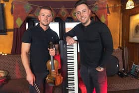 Nathan Carter and Sean Magee together for a session in Enniskillen pub Charlie's bar