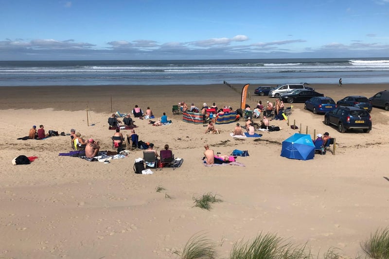 As part of the UK-wide annual sponsored Great British Skinny Dip, the British Naturism Northern Ireland welcomed 50 brave swimmers on Portstewart Strand to raise funds for the British Heart Foundation. Pictured are dippers enjoying the view