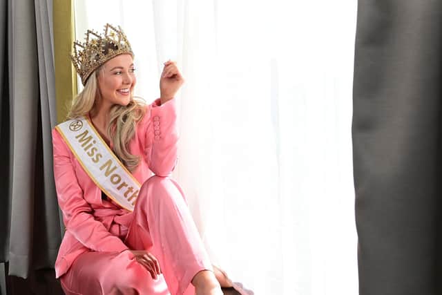 The New Miss Northern Ireland  2023 Kaitlyn Clarke  wakes up at The Clinton Suite at the Europa Hotel in Belfast , The 26-year old social media executive Kaitlyn Clarke has won the title and was one of 28 finalists who competed at the Europa Hotel on Monday night.
Pic Colm Lenaghan/Pacemaker