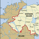 A map of Northern Ireland and surrounding areas