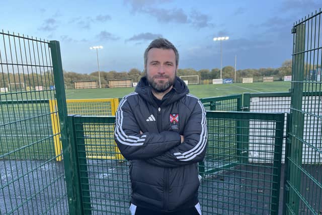 Queen's University manager James Lavery following defeat on Saturday at Annagh United in the Championship. (Photo by Iconic Media Group)