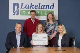 Lakeland Dairies Bursary Recipient Sarah Jane Meredith with her parents Cecil and Gail, Craigavon, with Liz Shouldice, Chief People Officer and Pat Shiels, Chief Strategy & Member Officer, Lakeland Dairies. Sarah Jane is studying Veterinary Bioscience at Harper Adams University in Shropshire.