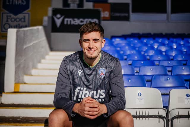 New Coleraine goalkeeper Lewis Webb. (Photo by Dylan Kirkpatrick/Coleraine FC)