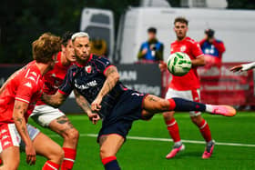 Former Inter Milan striker Marko Arnautovic in action for Red Star against Larne. (Photo by Andrew McCarroll/Pacemaker Press)