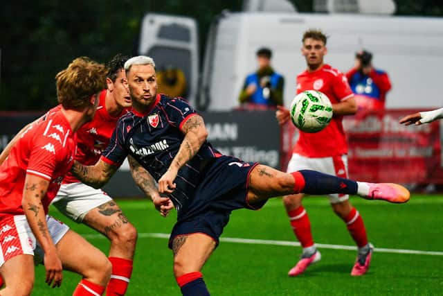 Former Inter Milan striker Marko Arnautovic in action for Red Star against Larne. (Photo by Andrew McCarroll/Pacemaker Press)