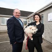 New veterinary practice opens in Moira with support from Ulster Bank. Pictured is founder of Affinity Veterinary Clinic, Rebecca Martin and Ulster Bank business development manager Derick Wilson